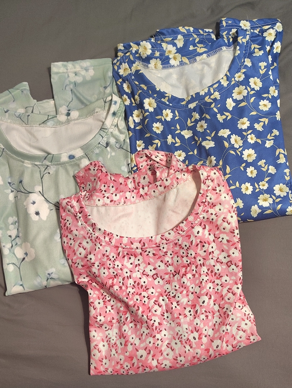 Trio of Long Sleeve Tops - Pink, Blue, Mint